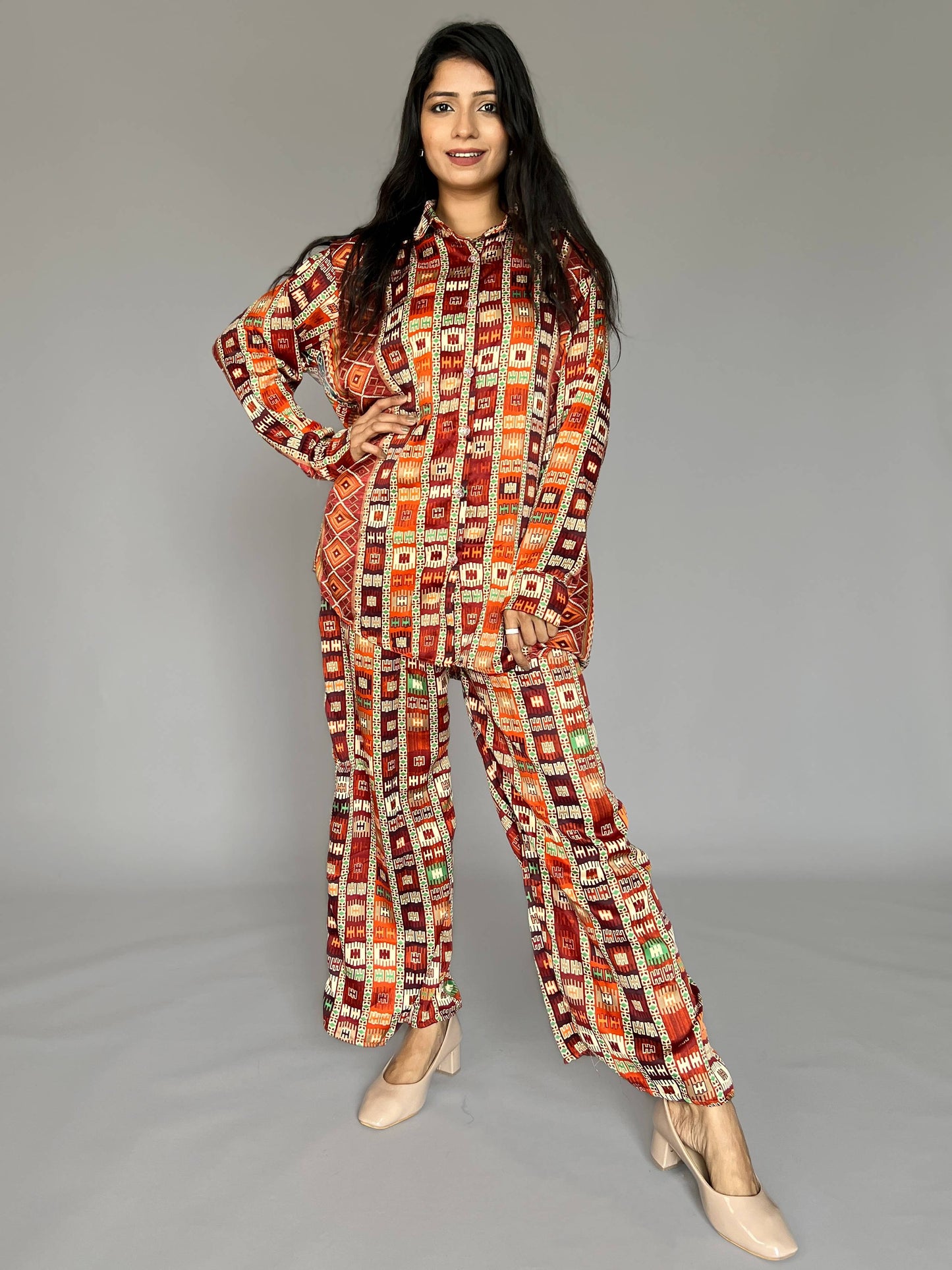 Satin Printed 2 Piece Coord Set