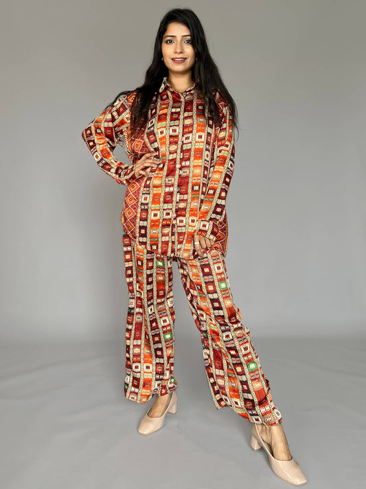Satin Printed 2 Piece Coord Set