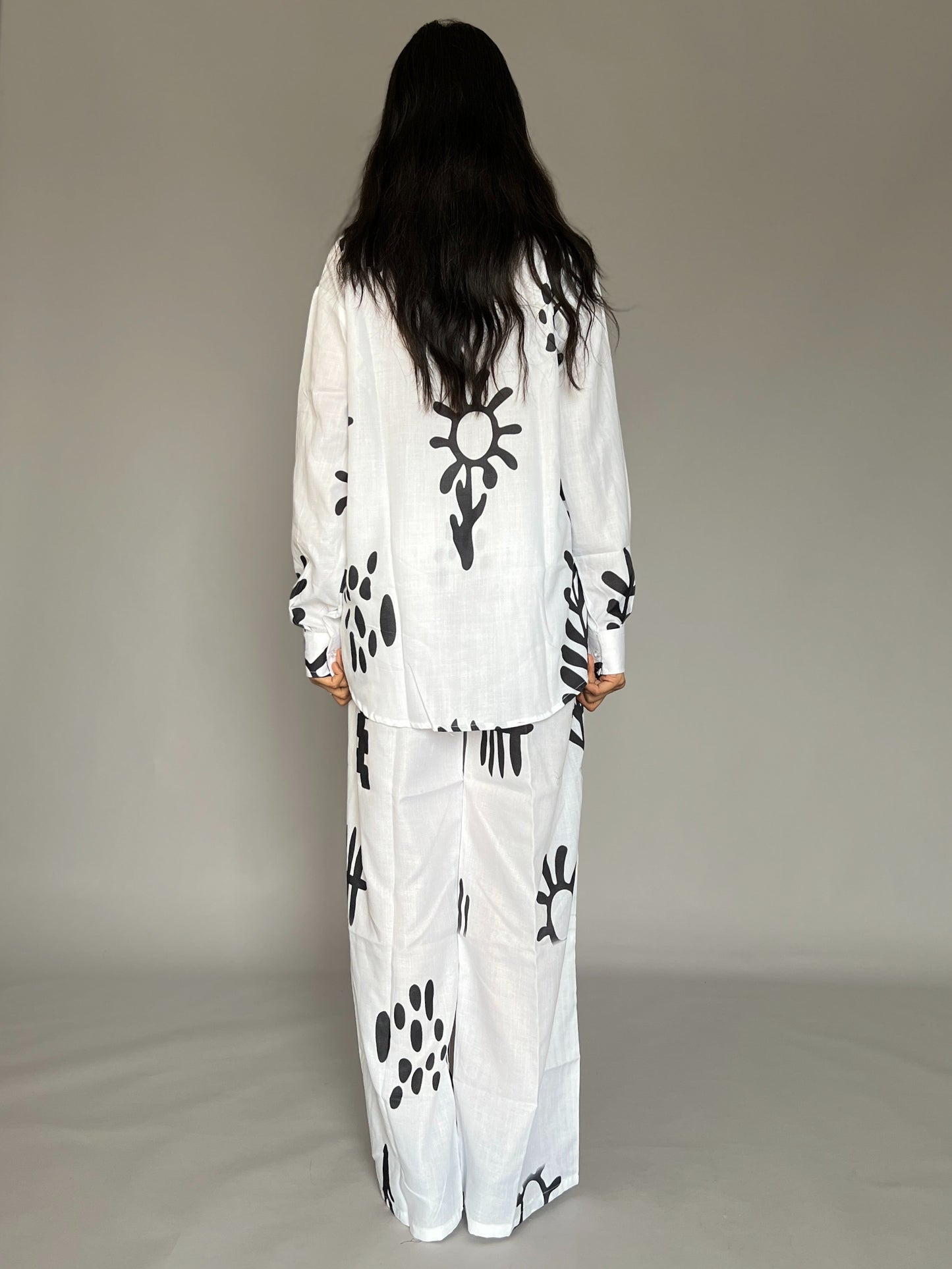 White Abstract Printed Coord Set