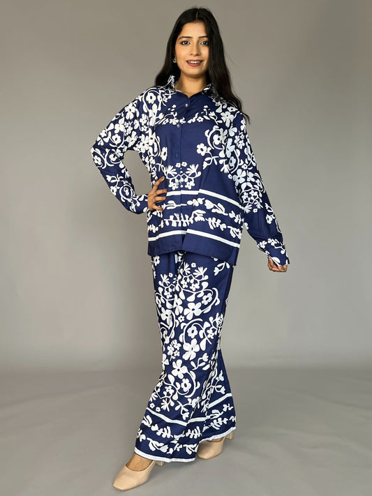Blue Printed 2 Piece Coord Set