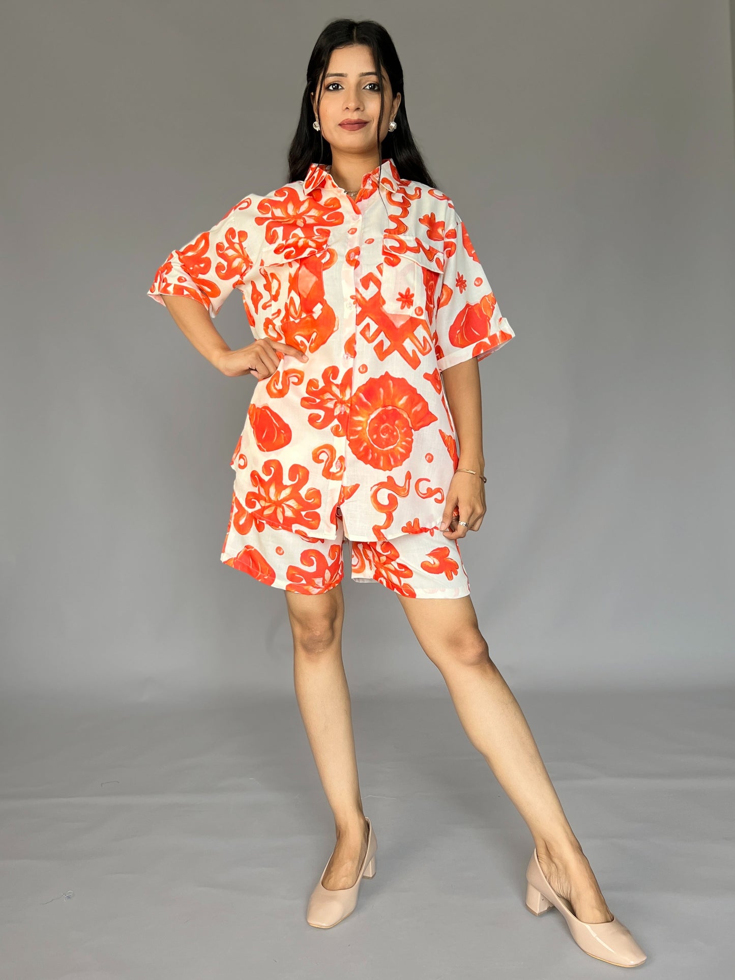 Printed Shorts-Shirt 2 Piece Coord Set