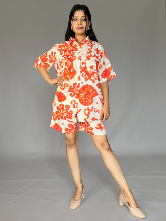 Printed Shorts-Shirt 2 Piece Coord Set