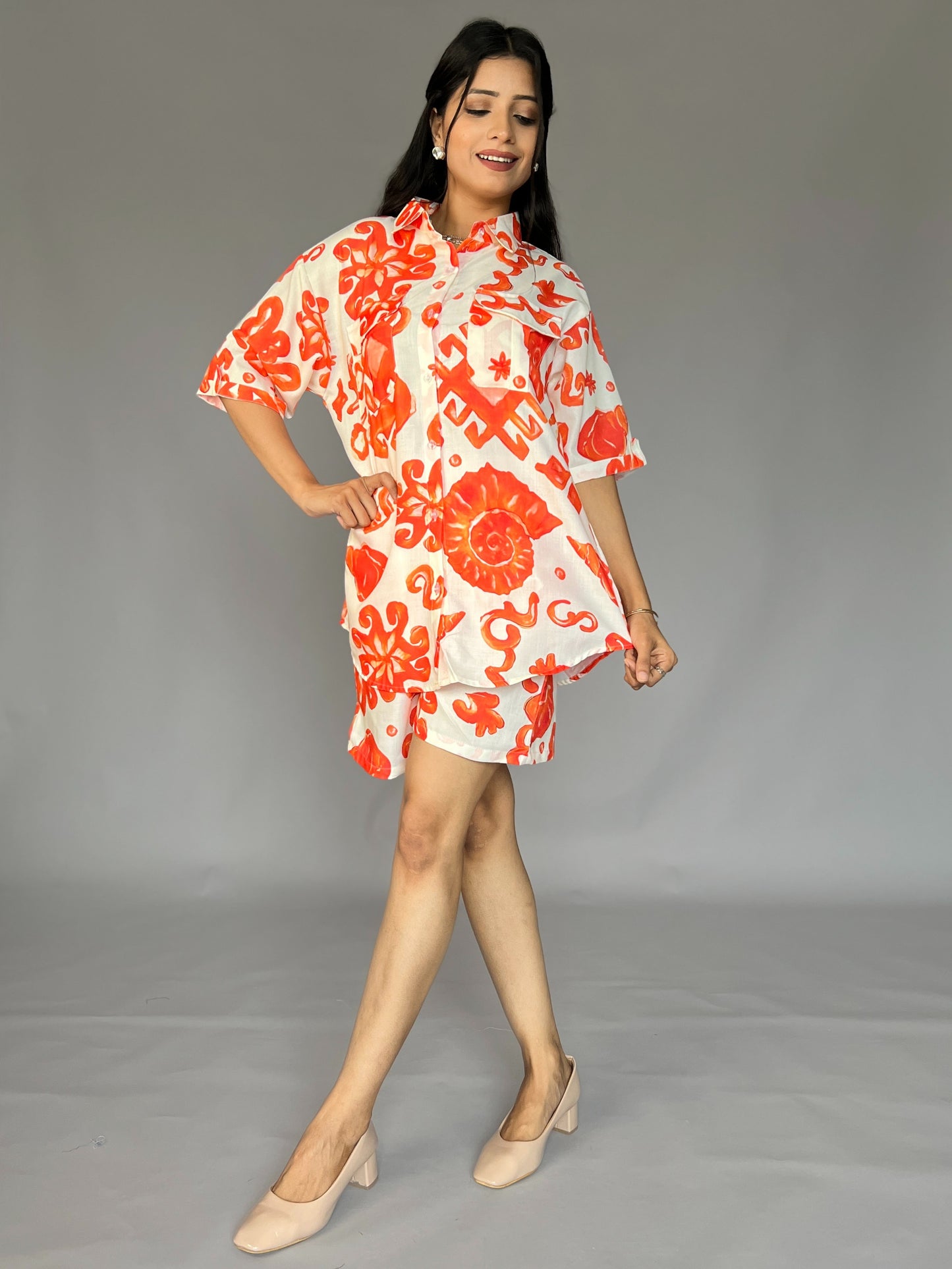 Printed Shorts-Shirt 2 Piece Coord Set