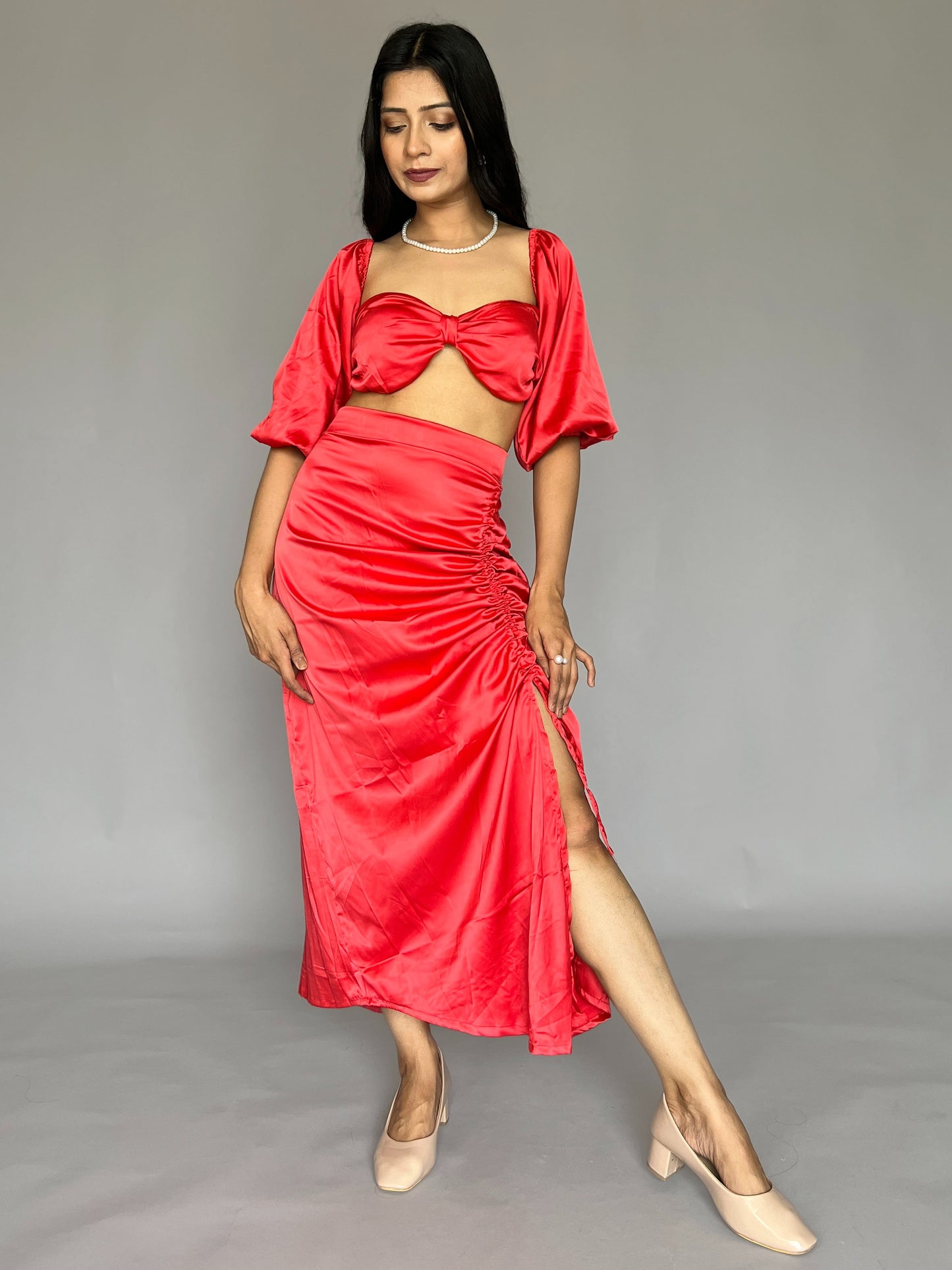 Solid Skirt-Top 2 Piece Coord Set