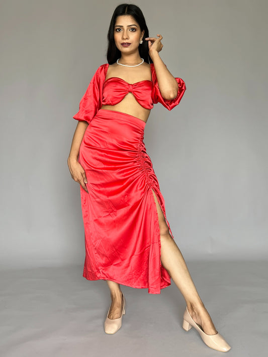 Solid Skirt-Top 2 Piece Coord Set