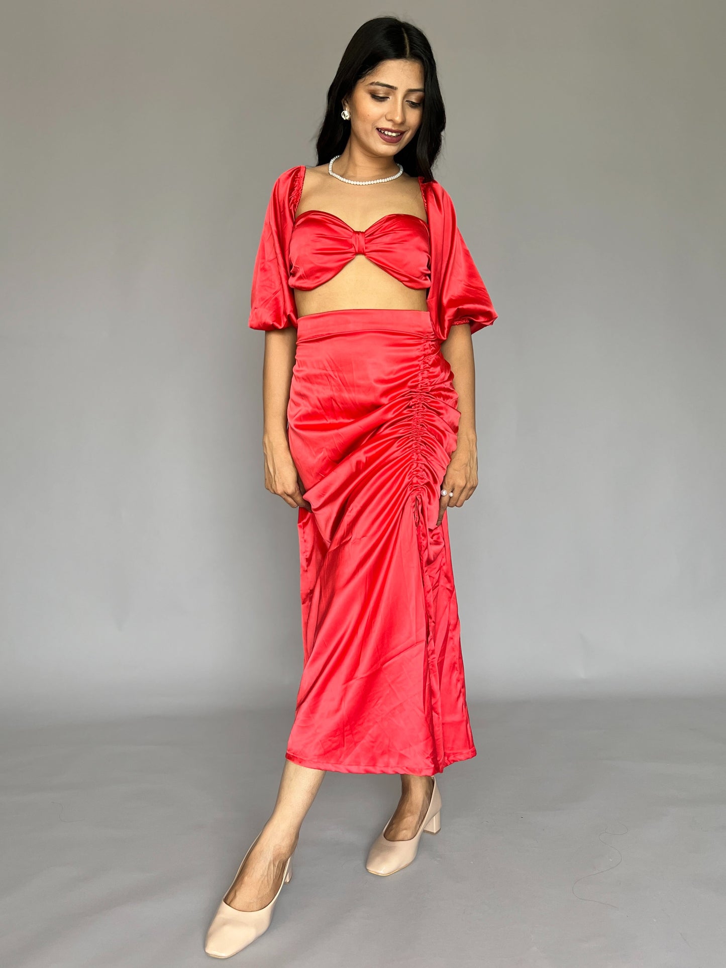 Solid Skirt-Top 2 Piece Coord Set