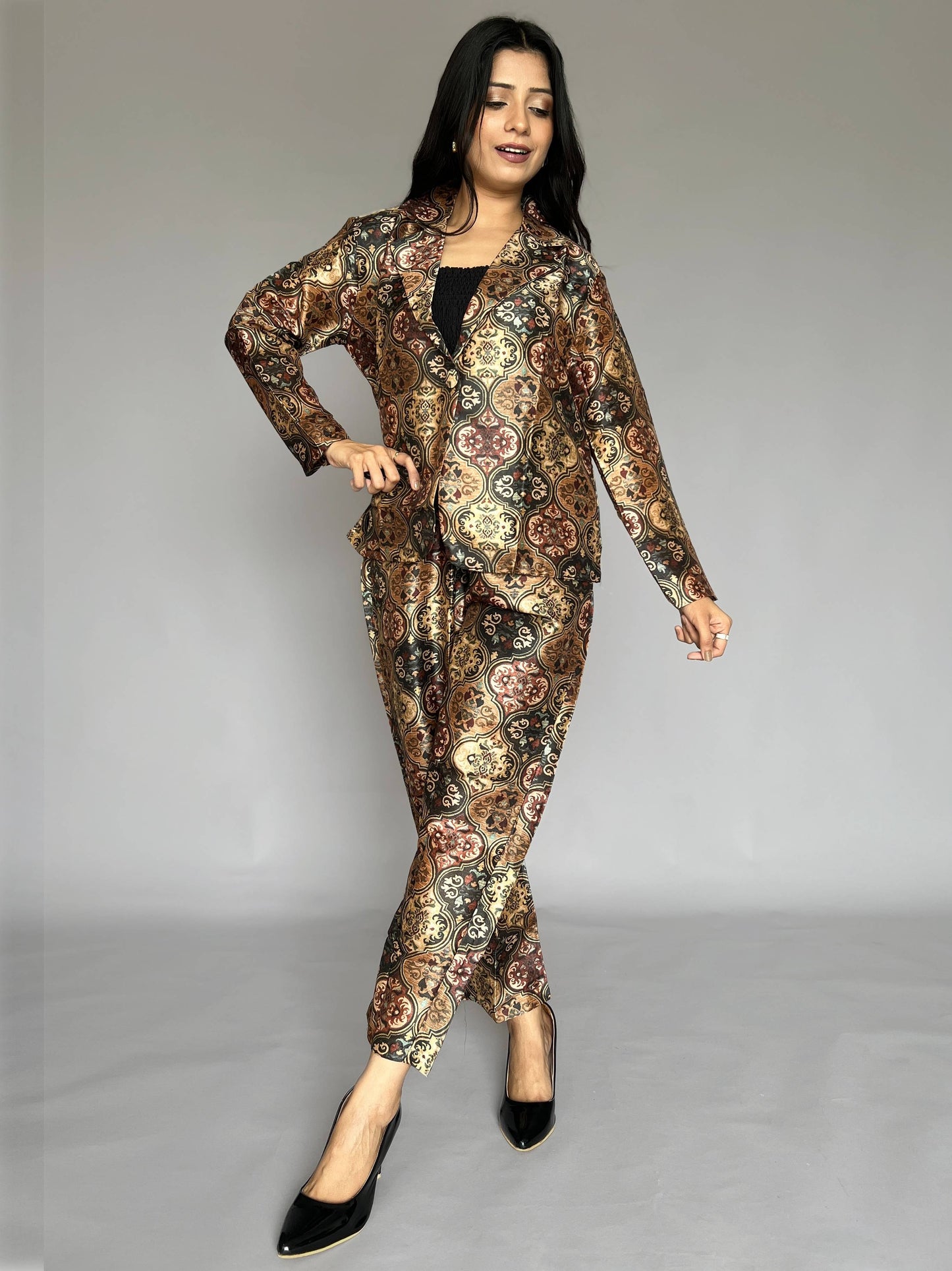 Printed Blazer-Pants 2 Piece Coord Set