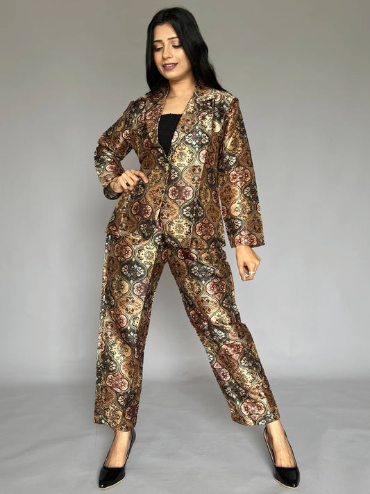 Printed Blazer-Pants 2 Piece Coord Set