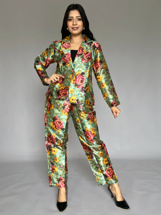 Printed Blazer-Pants 2 Piece Coord Set
