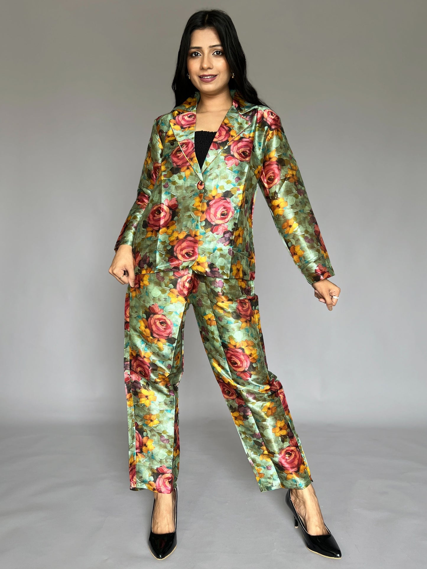 Printed Blazer-Pants 2 Piece Coord Set