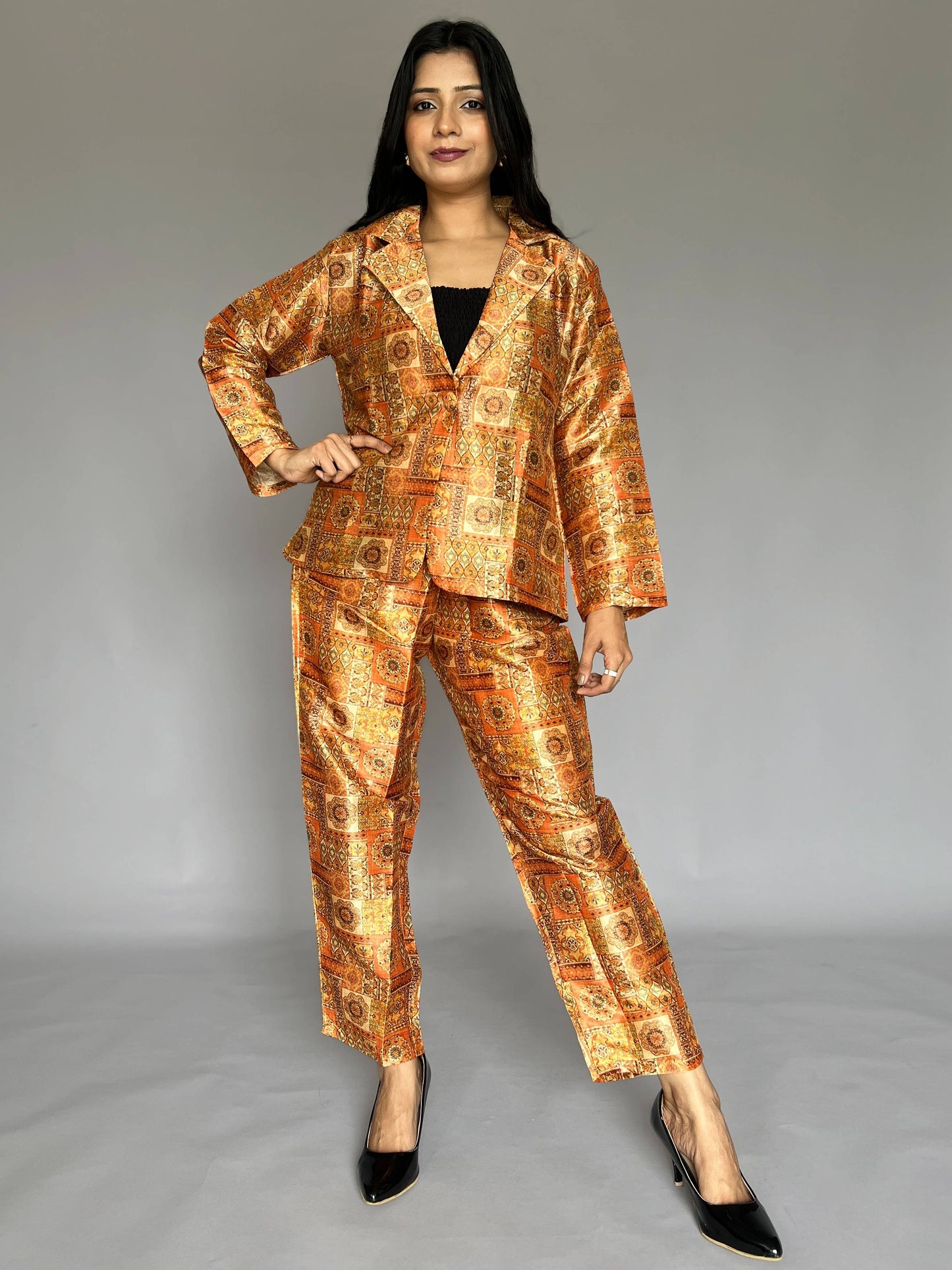 Printed Blazer-Pants 2 Piece Coord