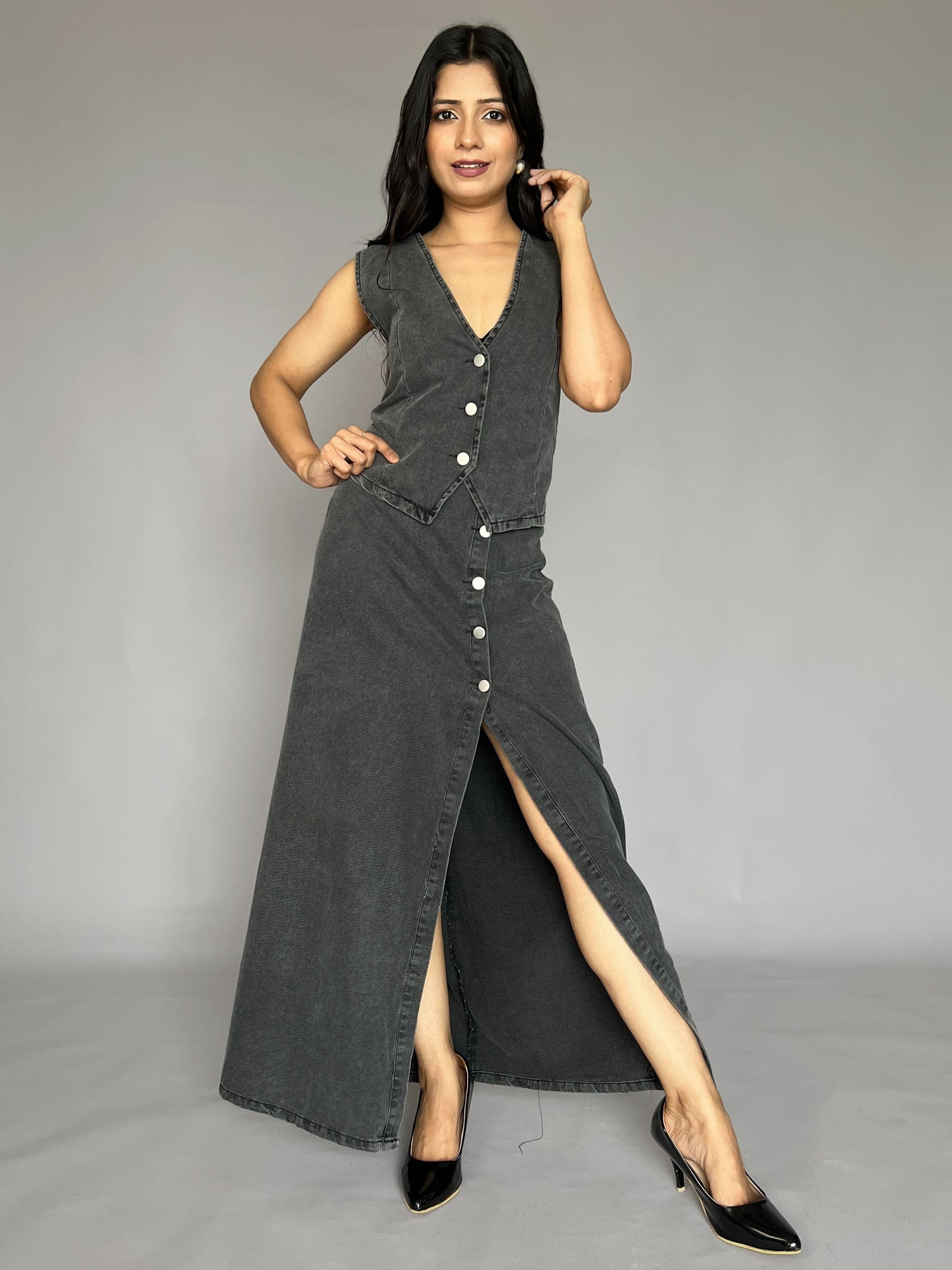 Denim Skirt-Top 2 Piece Coord Set