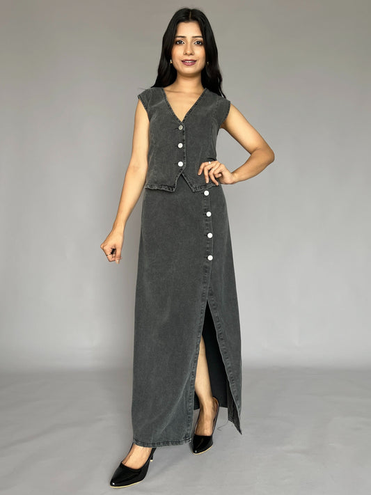 Denim Skirt-Top 2 Piece Coord Set