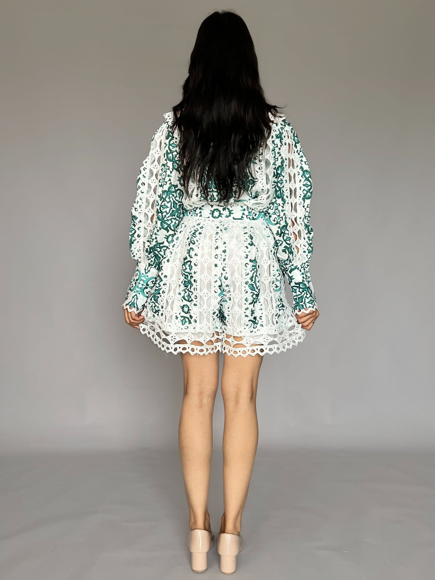 3D Net 2 Piece Shorts Coord Set