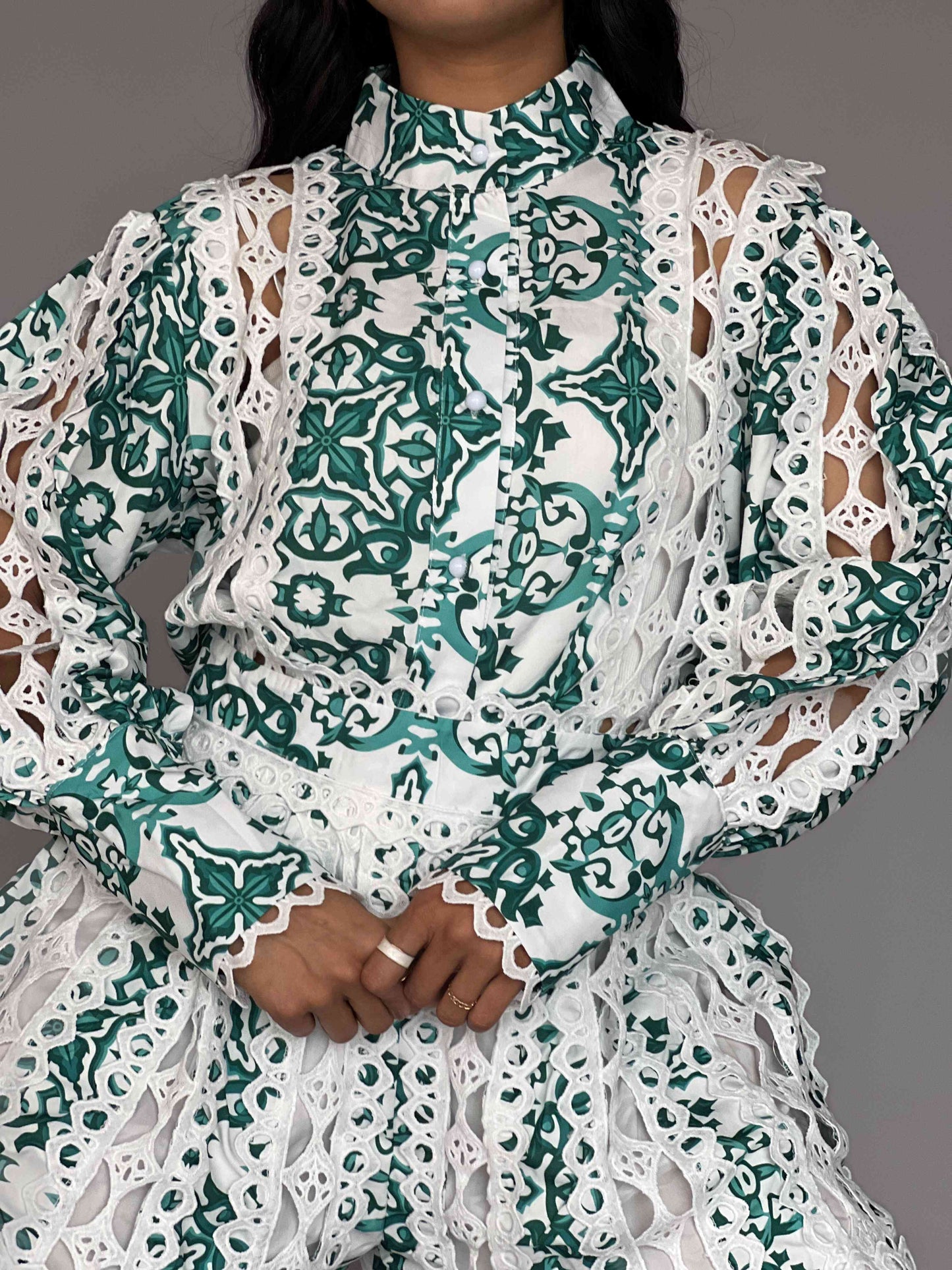 3D Net 2 Piece Shorts Coord Set
