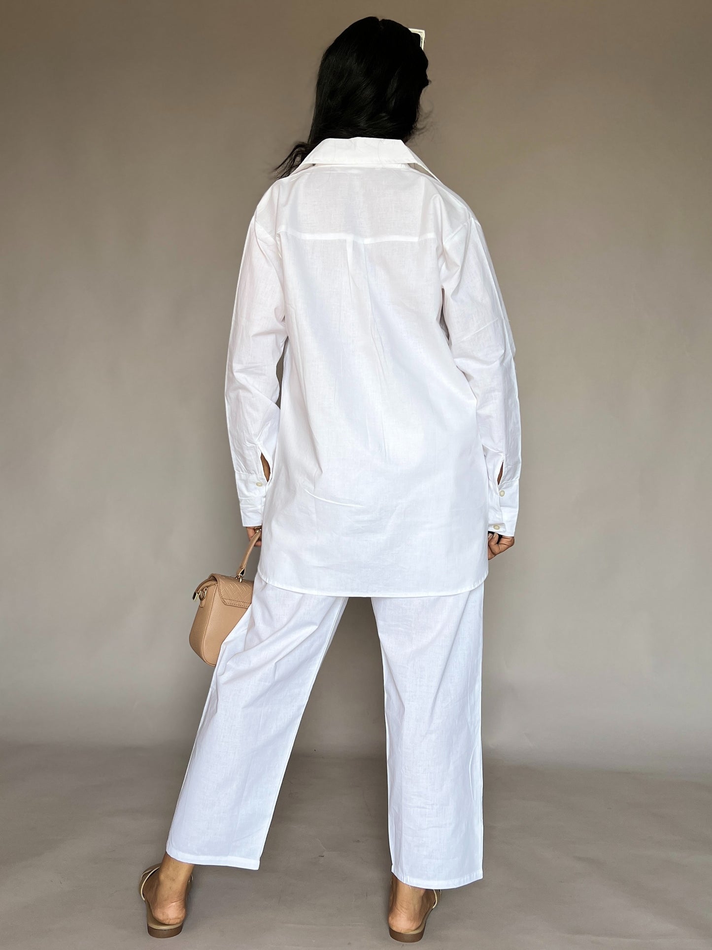 Classic White Cotton Shirt 2 Piece Coord Set