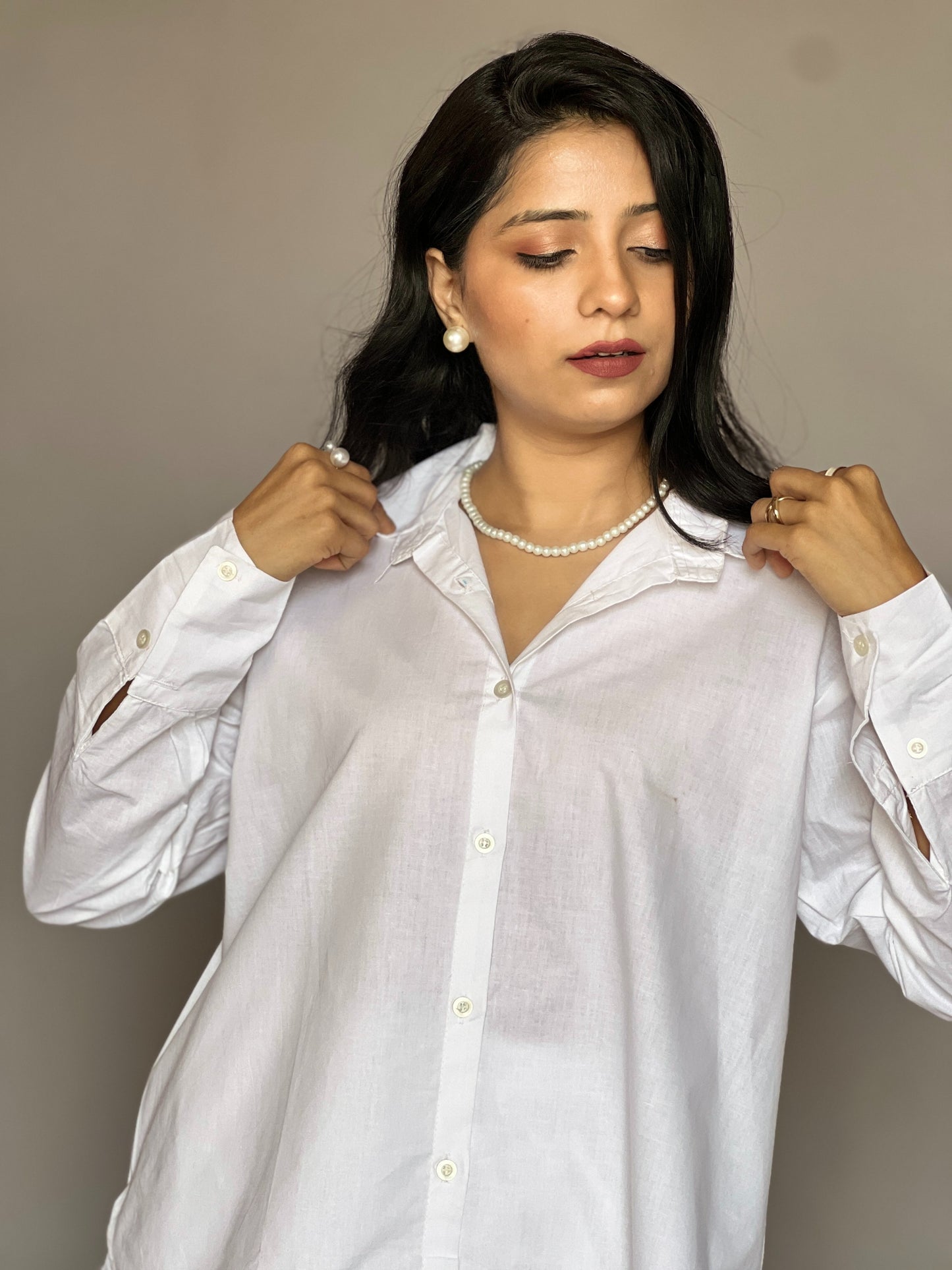 Classic White Cotton Shirt 2 Piece Coord Set