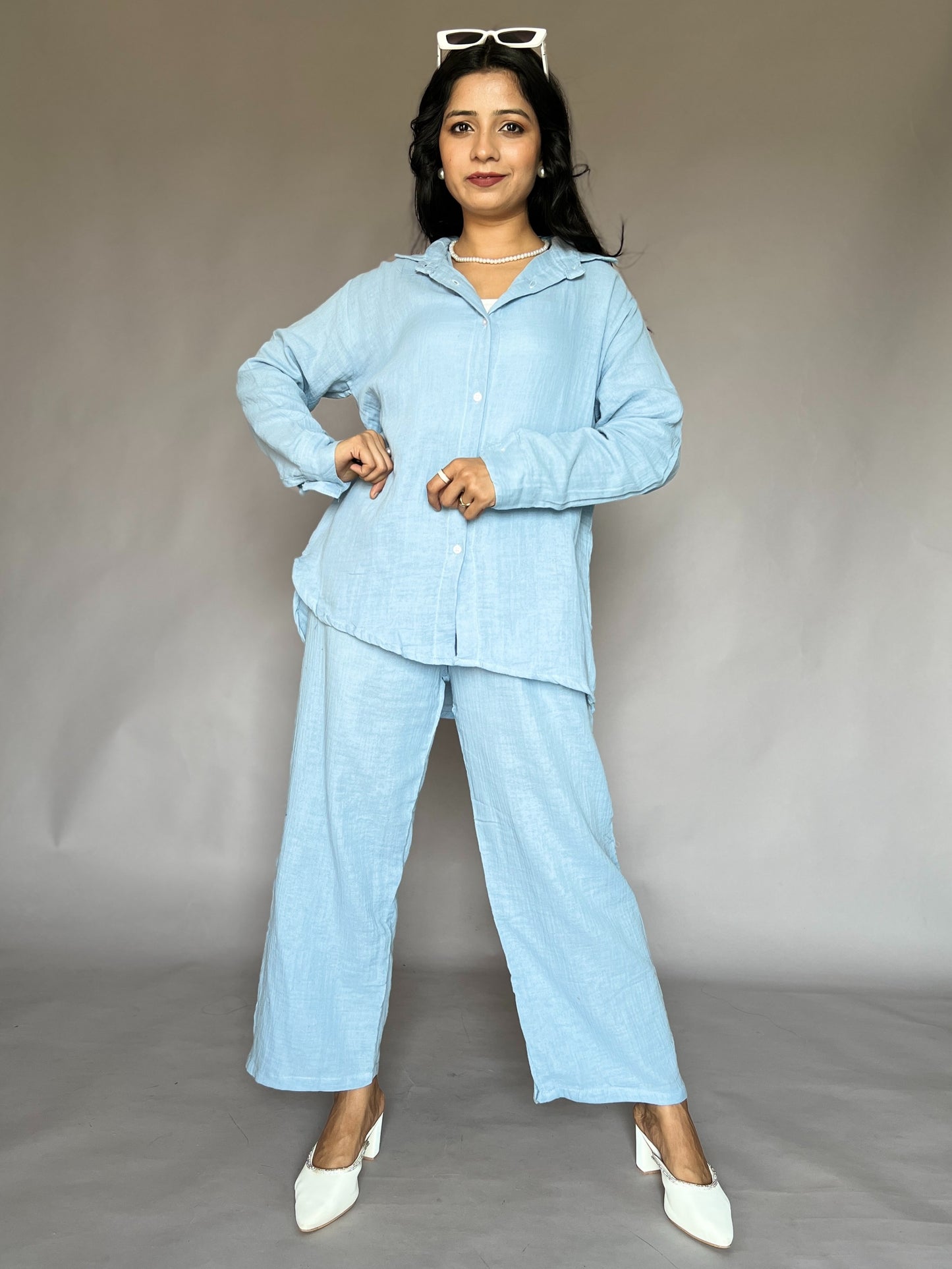 Sky Blue 2-Piece Pants Coord Set