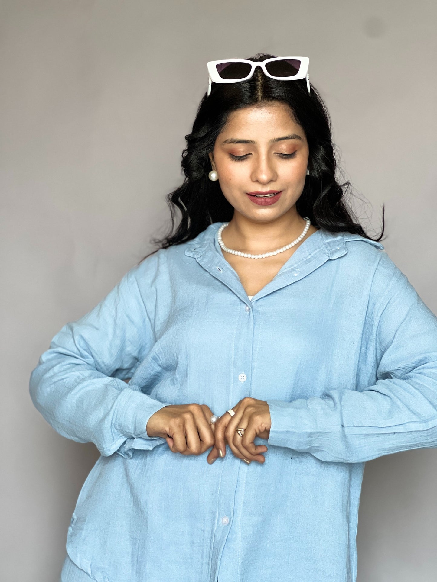 Sky Blue 2-Piece Pants Coord Set