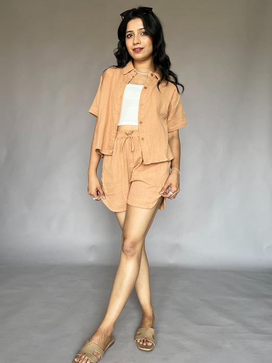 Latte Brown 2-Piece  Shorts Coord Set
