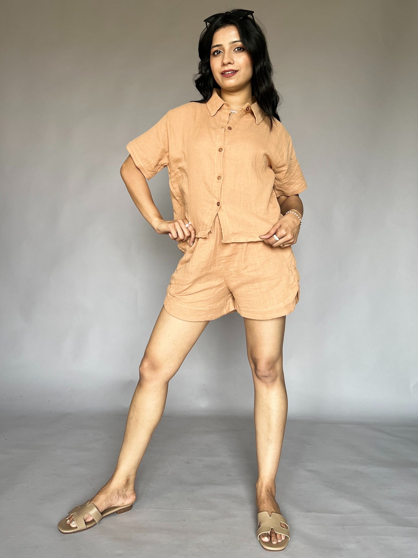 Latte Brown 2-Piece  Shorts Coord Set
