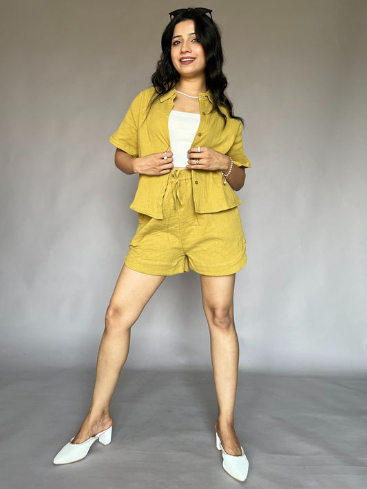 Mustard Yellow 2-Piece Shorts Coord Set
