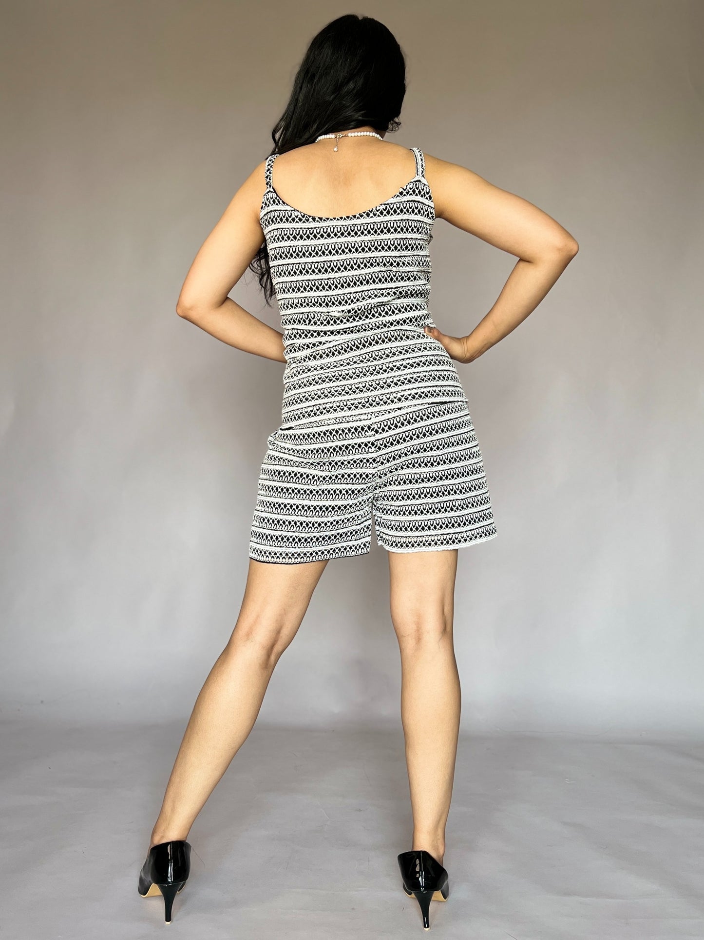 Black & White Chikan 2-Piece Coord Set