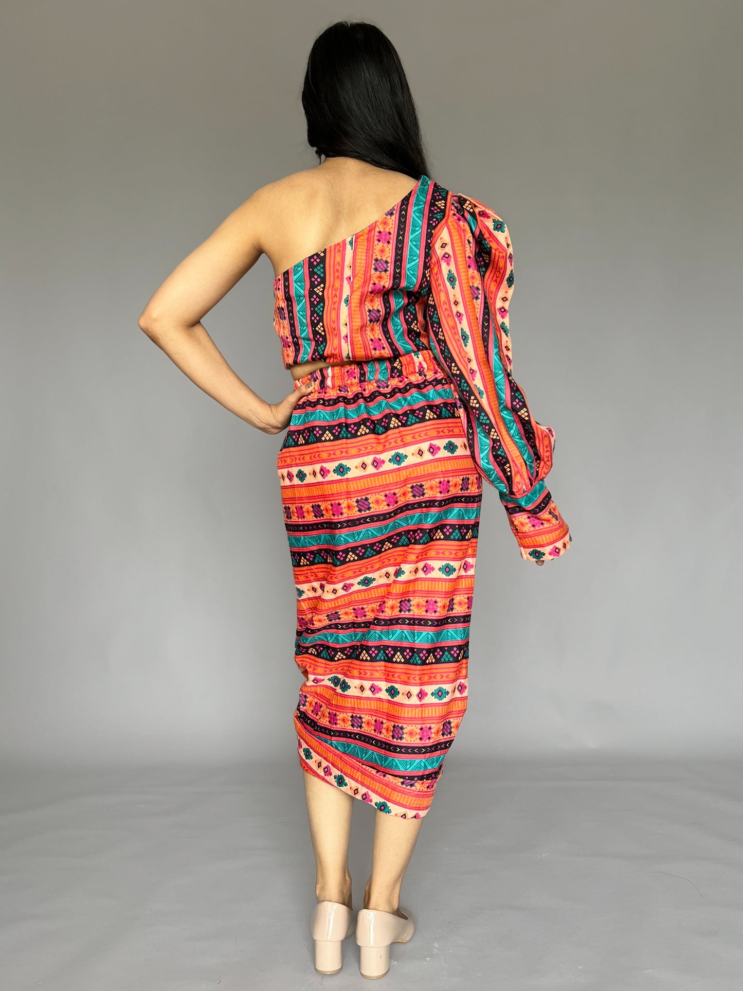 Abstract Dhoti Skirt-Top Coord Set