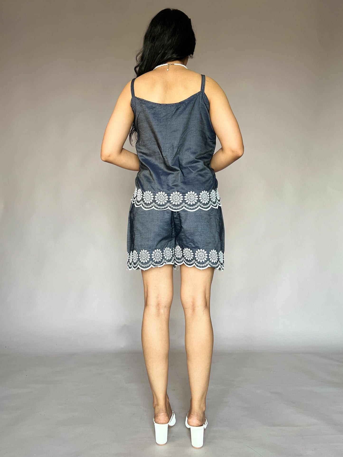 Navy Blue 2-Piece Daisy Lace Coord Set
