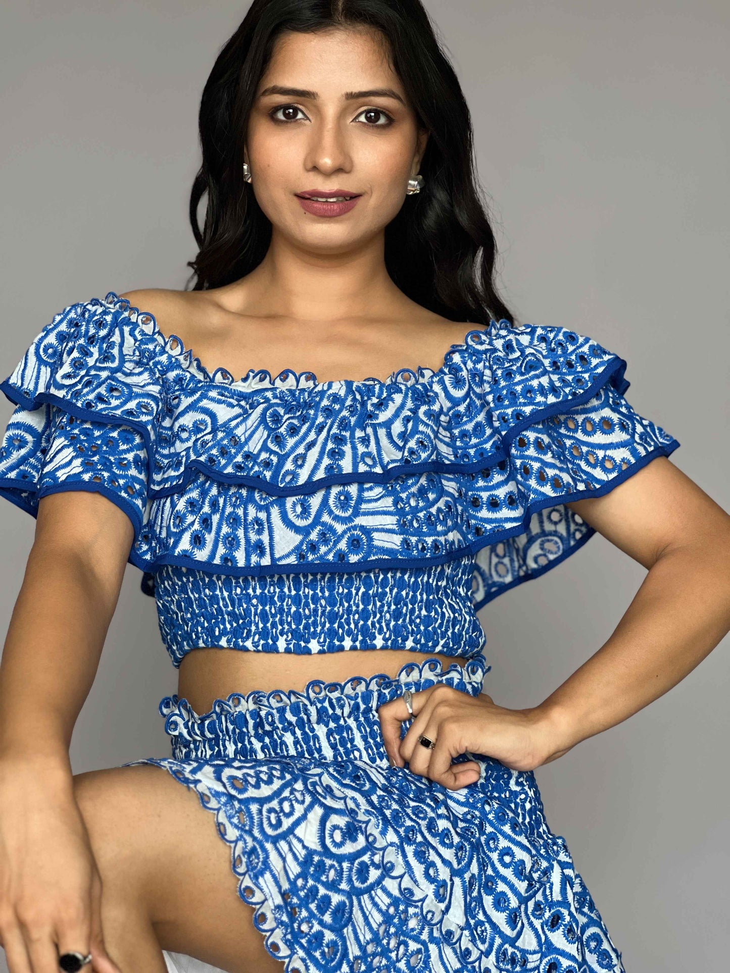 Blue Luxe Skirt-Top Coord set