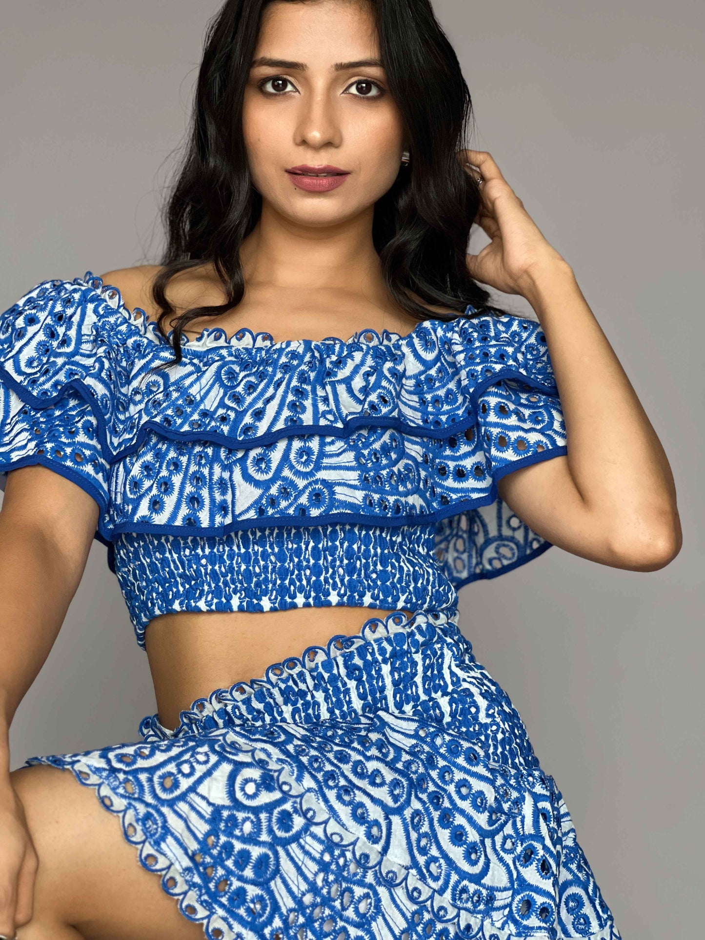 Blue Luxe Skirt-Top Coord set
