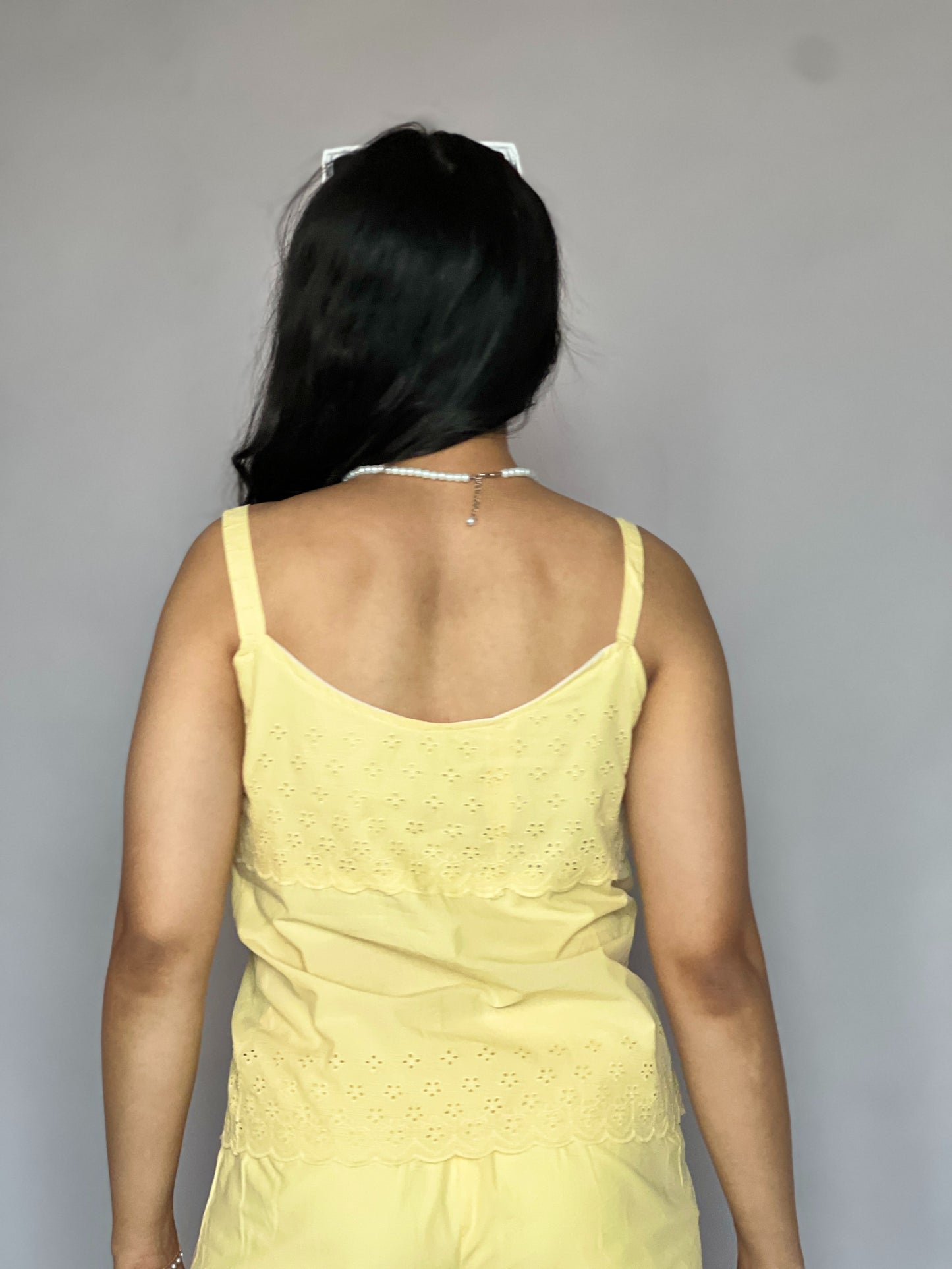 Lemon Yellow 2-Piece Embroidered Shorts Coord Set
