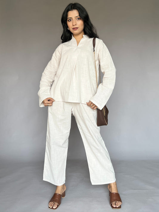 Ivory Cream 2-Piece Minimal Coord Set