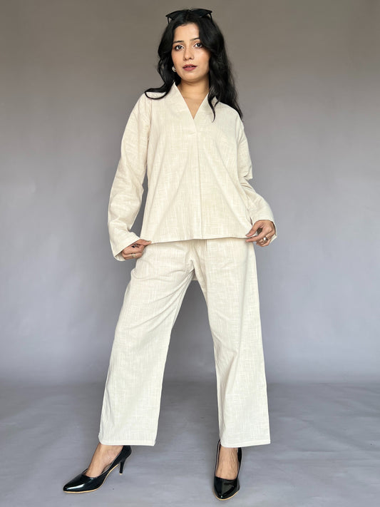 Soft Beige 2-Piece Minimal Coord Set