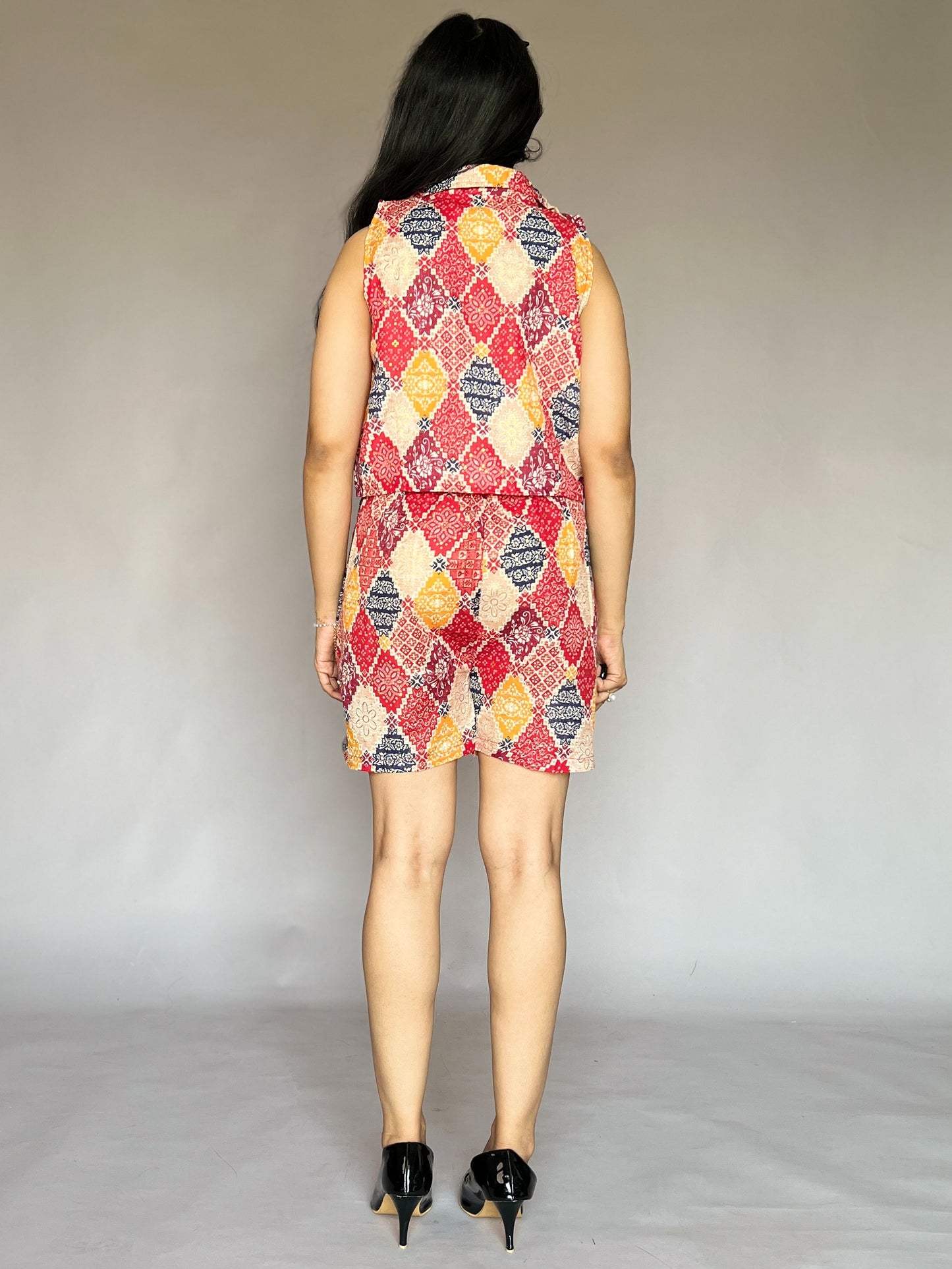 Boho Diamond 2-Piece Printed Shorts Coord Set