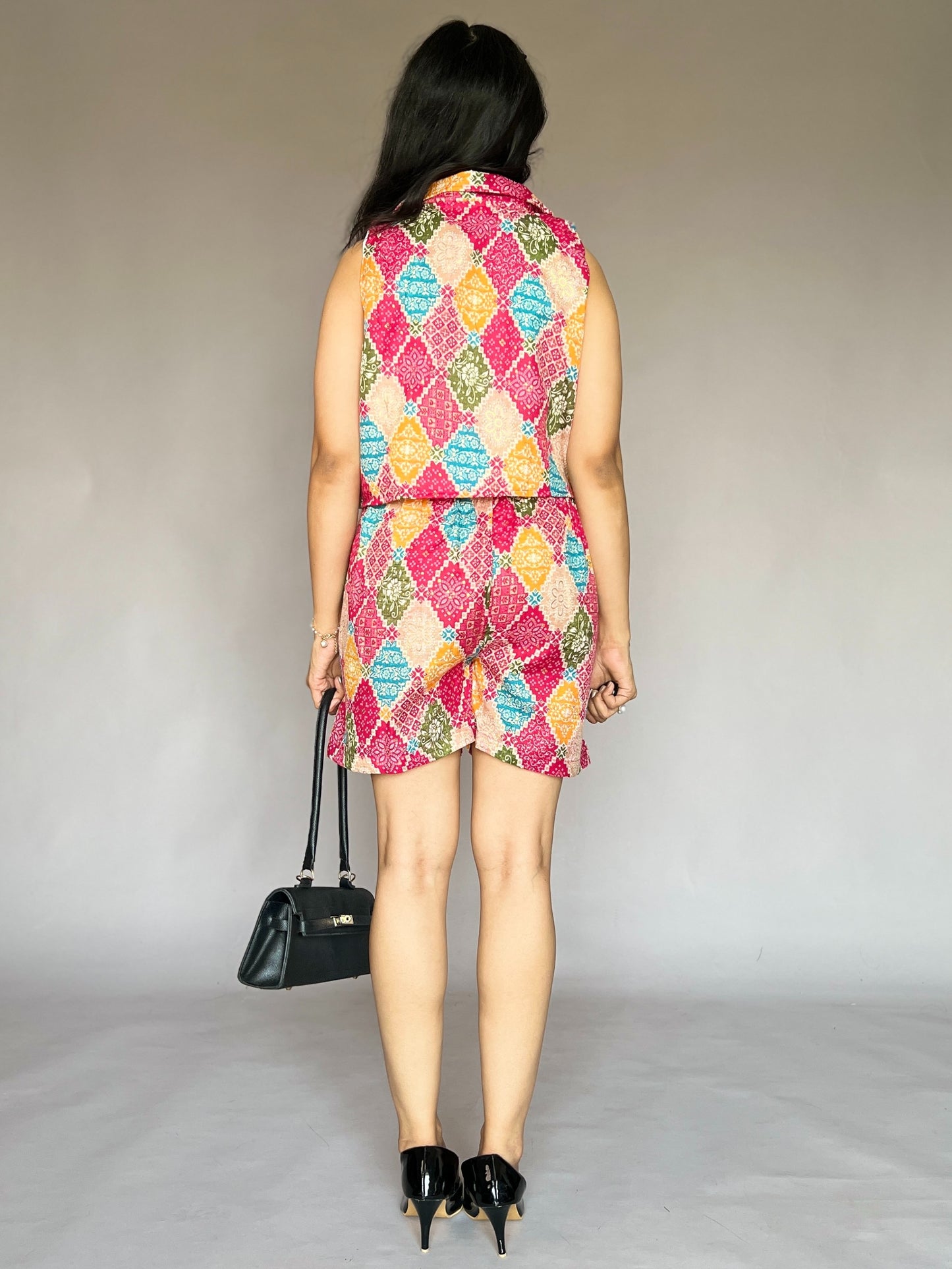 Fuchsia Pop 2-Piece Printed Shorts Coord Set