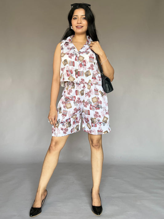 Coffee Date 2-Piece Printed Shorts Coord Set