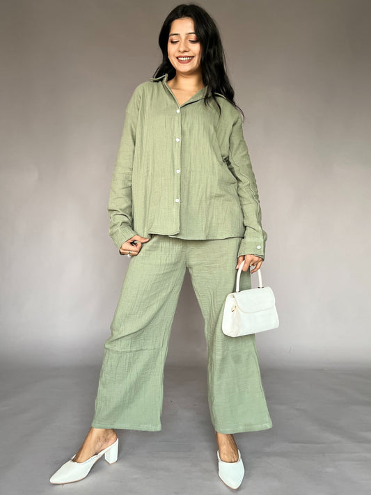 Sage Green 2-Piece Relaxed Pants Coord Set