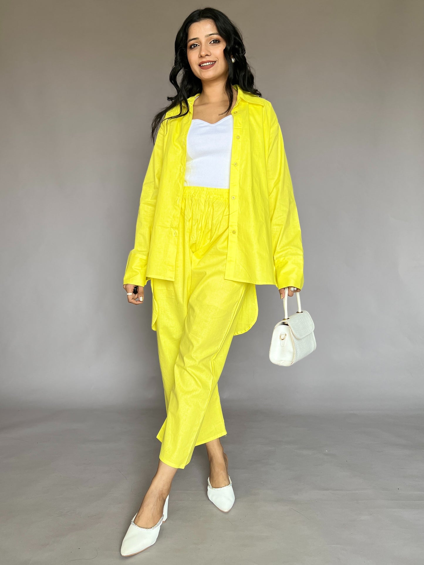Neon Yellow 2-Piece Cotton Coord Set