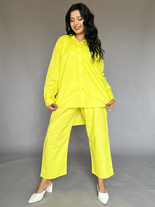 Neon Yellow 2-Piece Cotton Coord Set