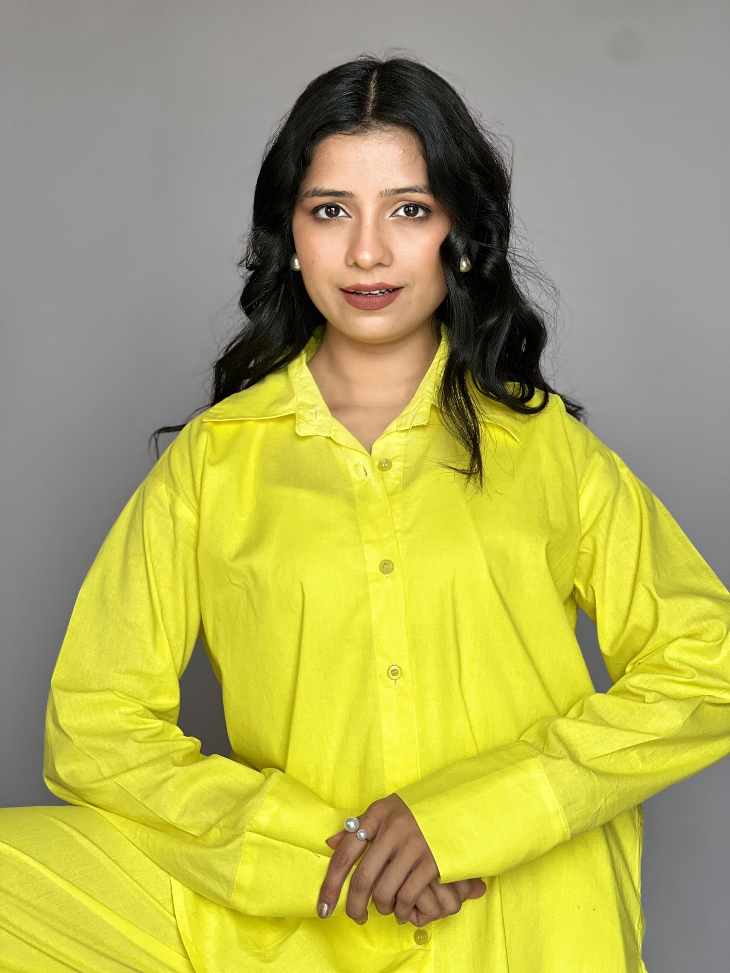 Neon Yellow 2-Piece Cotton Coord Set