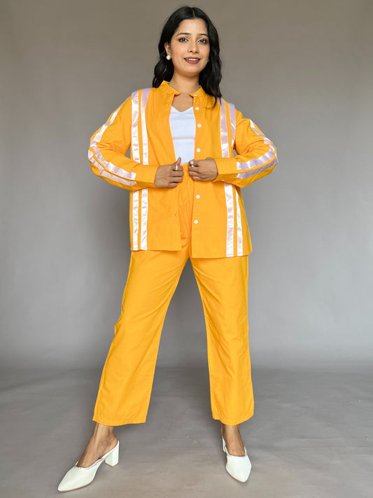 Sunset Yellow 2-Piece Reflective Stripe Coord Set