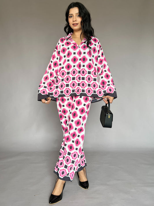 Pink Geometric Print 2-Piece Coord Set