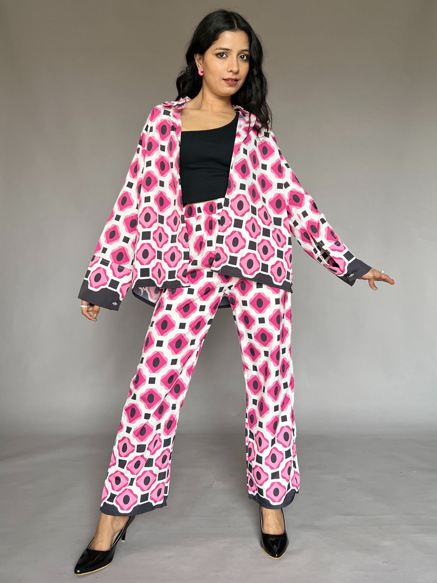 Pink Geometric Print 2-Piece Coord Set