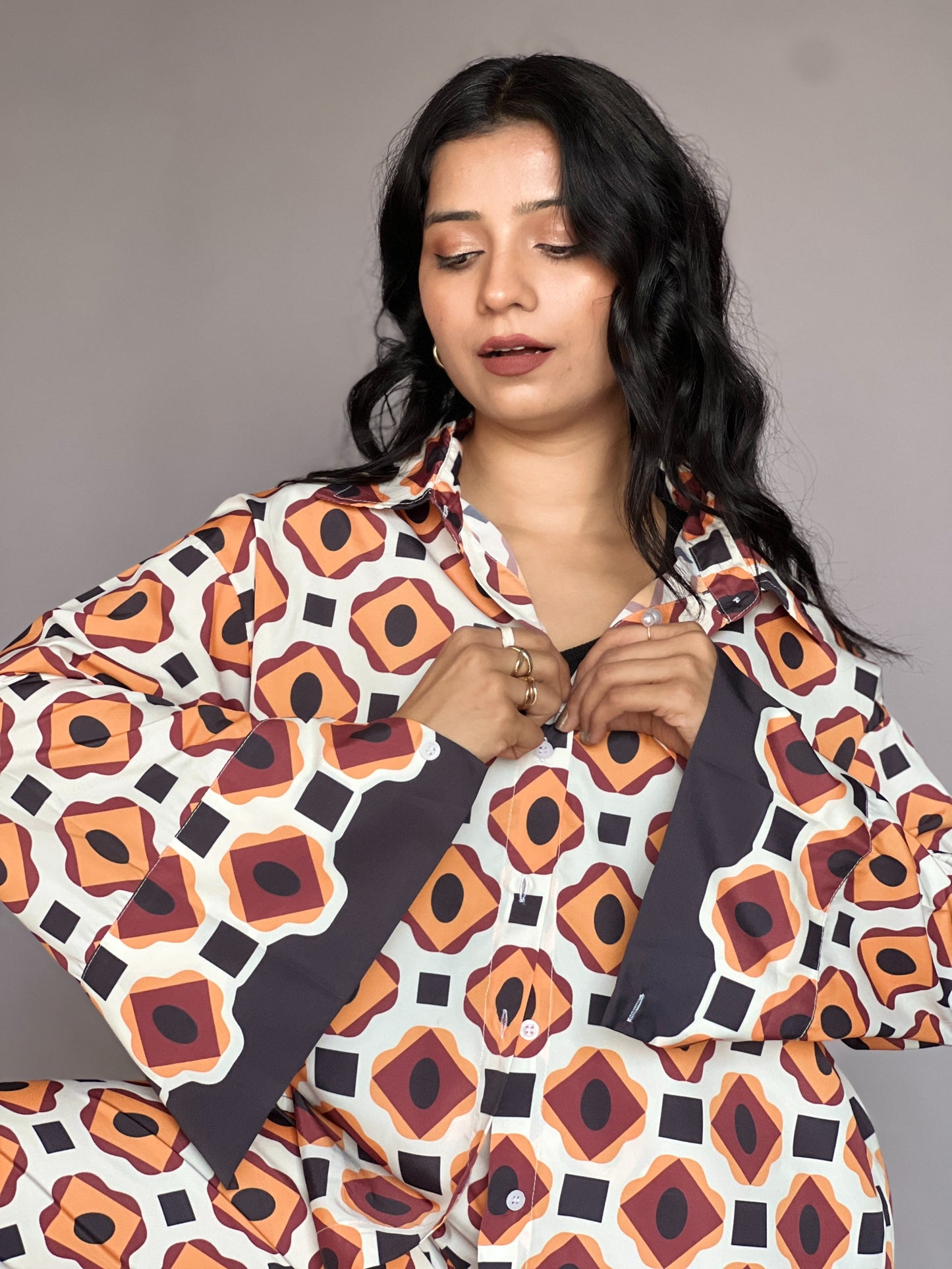 Burnt Orange Geometric 2-Piece Coord Set