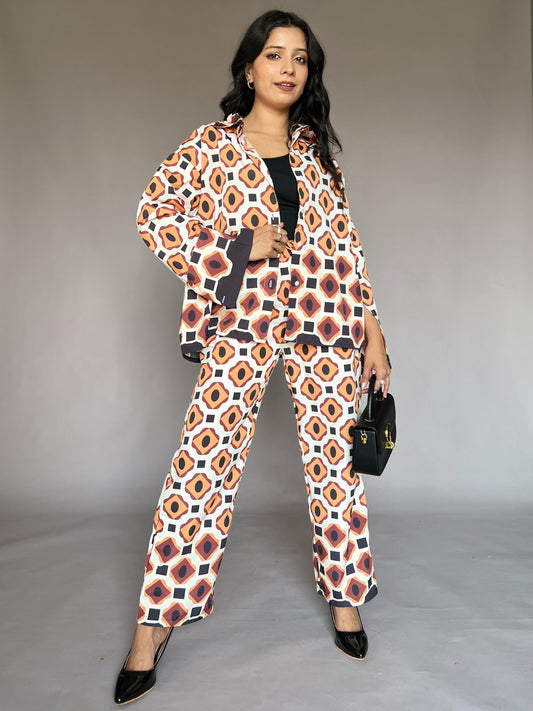 Burnt Orange Geometric 2-Piece Coord Set