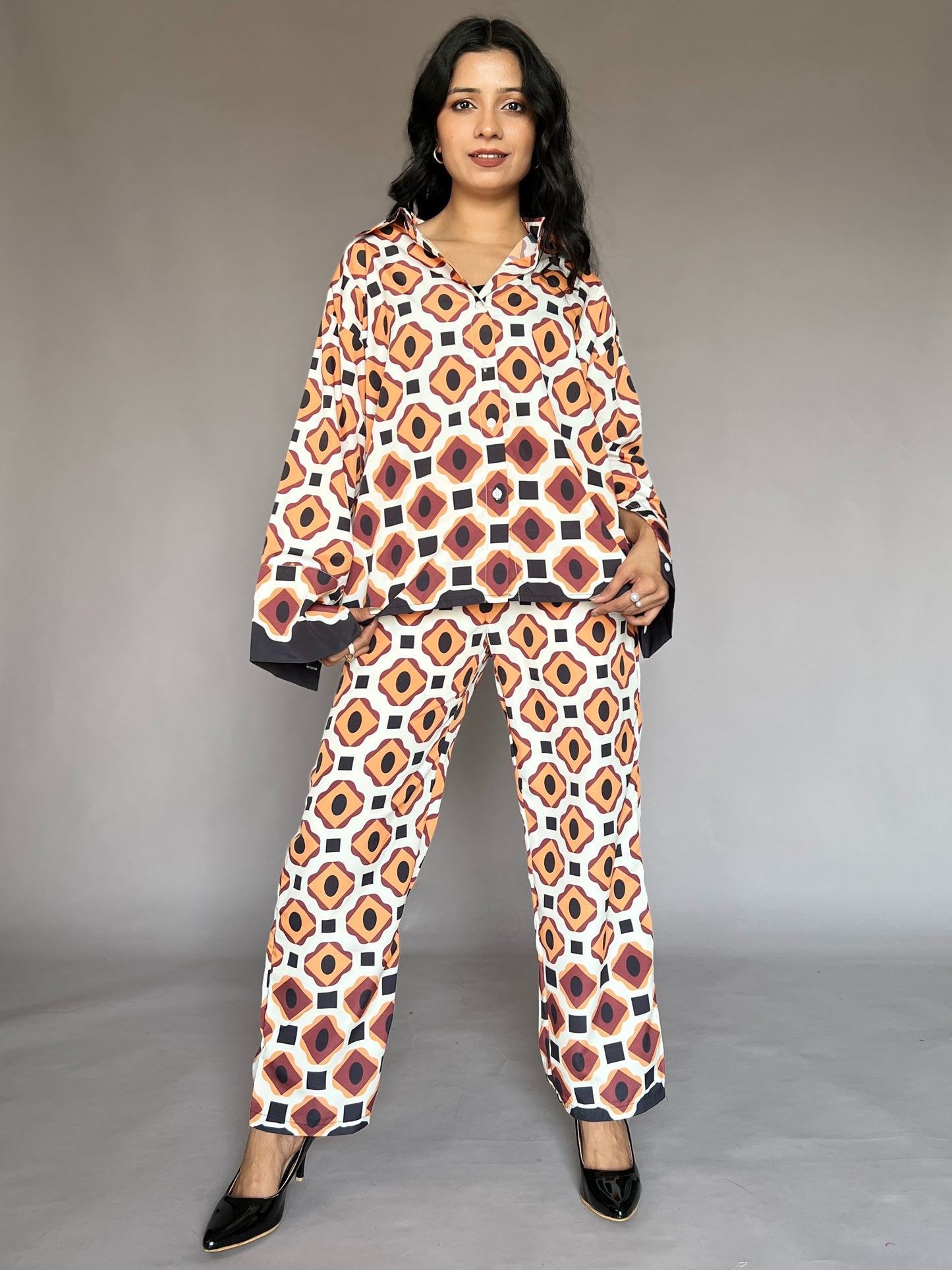 Burnt Orange Geometric 2-Piece Coord Set