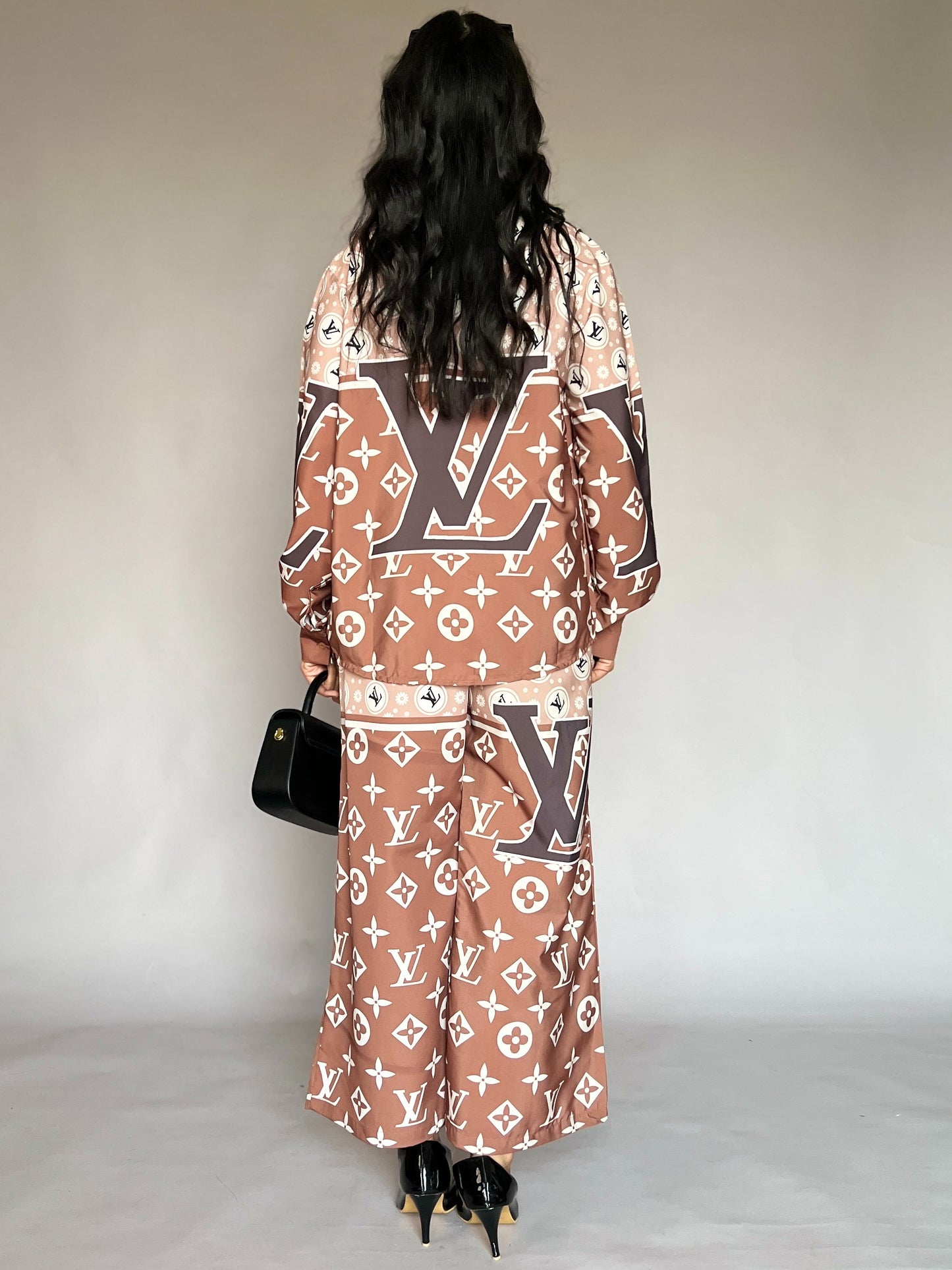 LV Print Brown 2-Piece Designer Coord Set