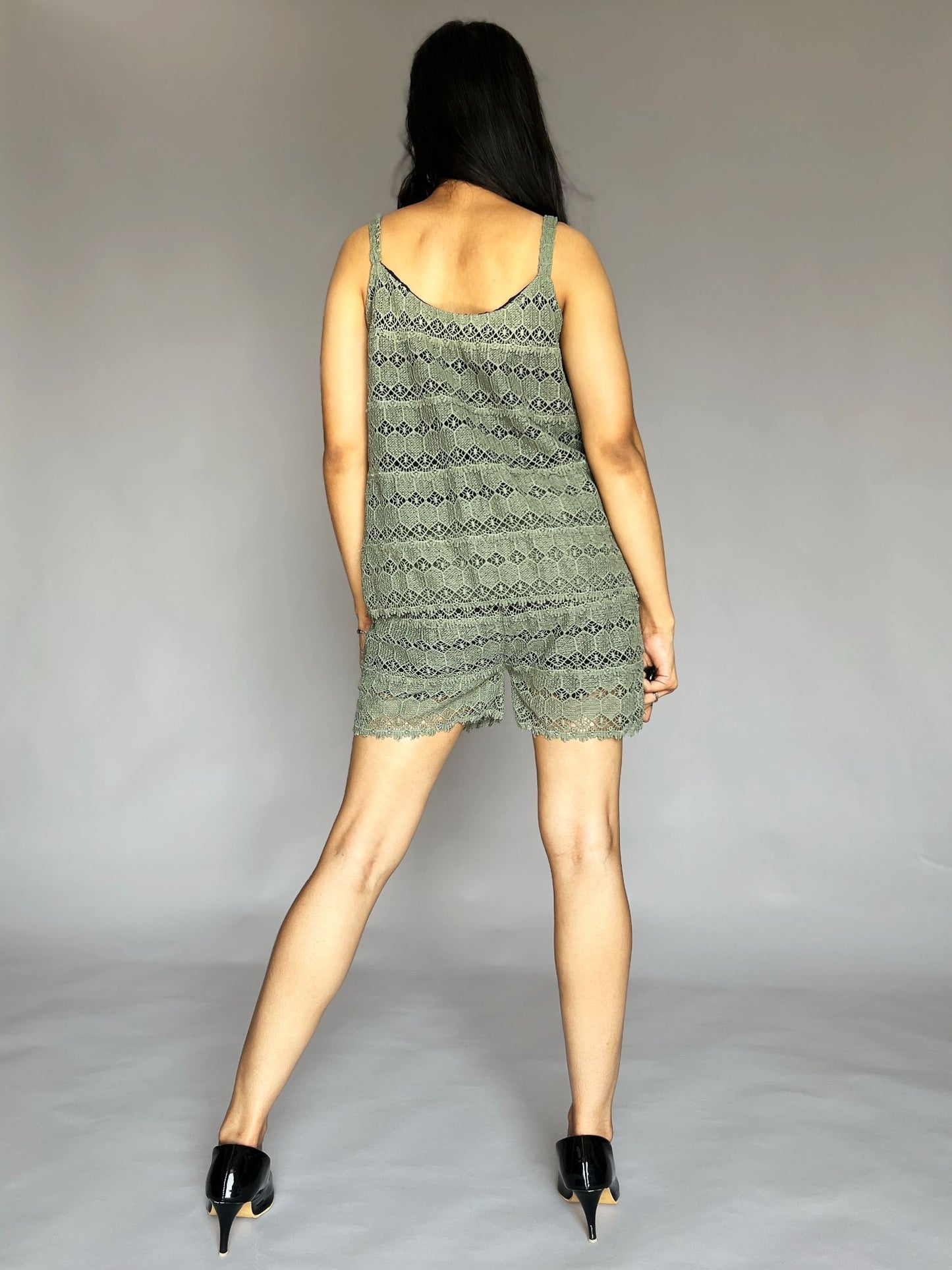 2 Piece Lace Co-ord Set – Sleeveless Top & Shorts