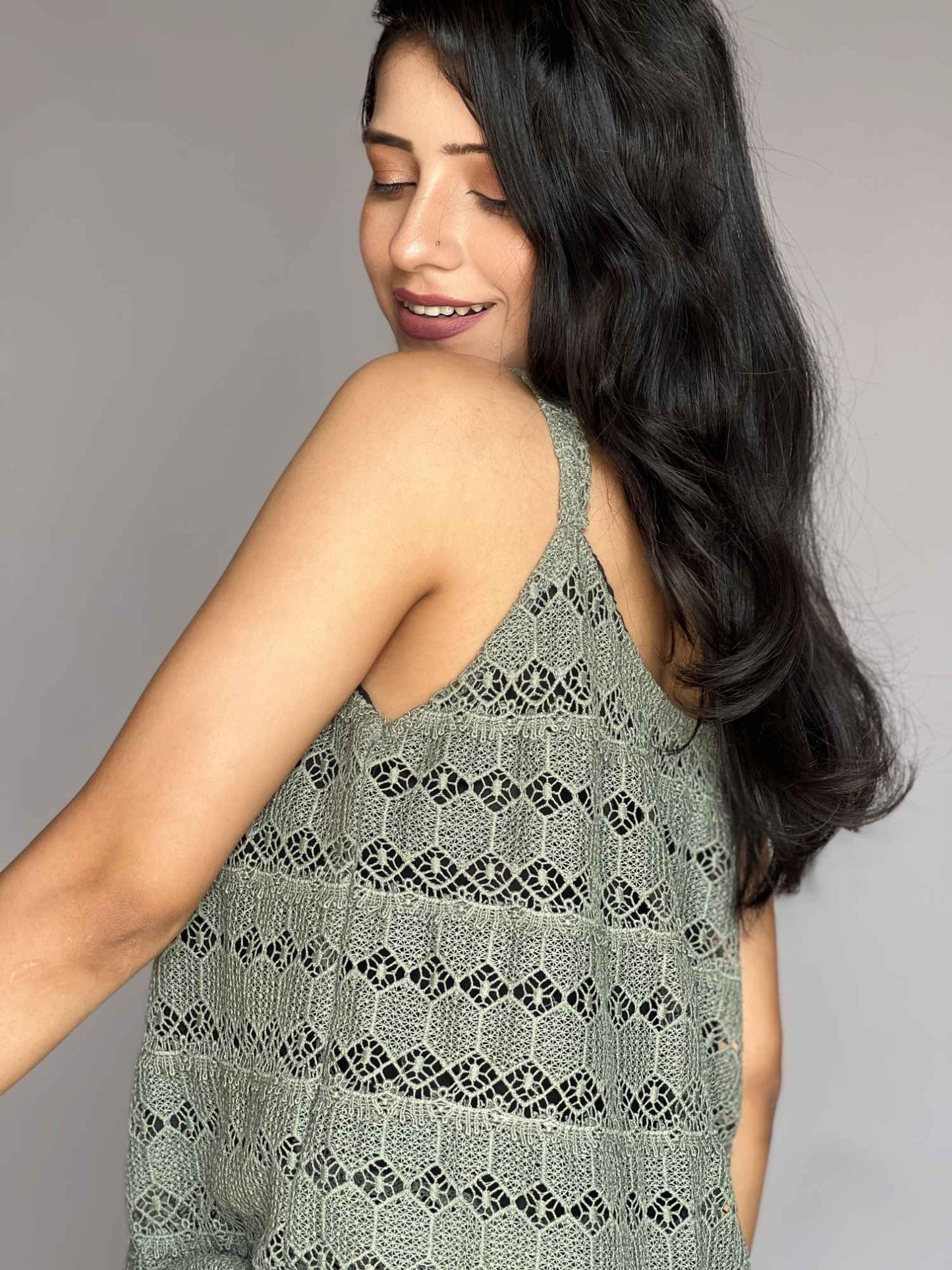2 Piece Lace Co-ord Set – Sleeveless Top & Shorts